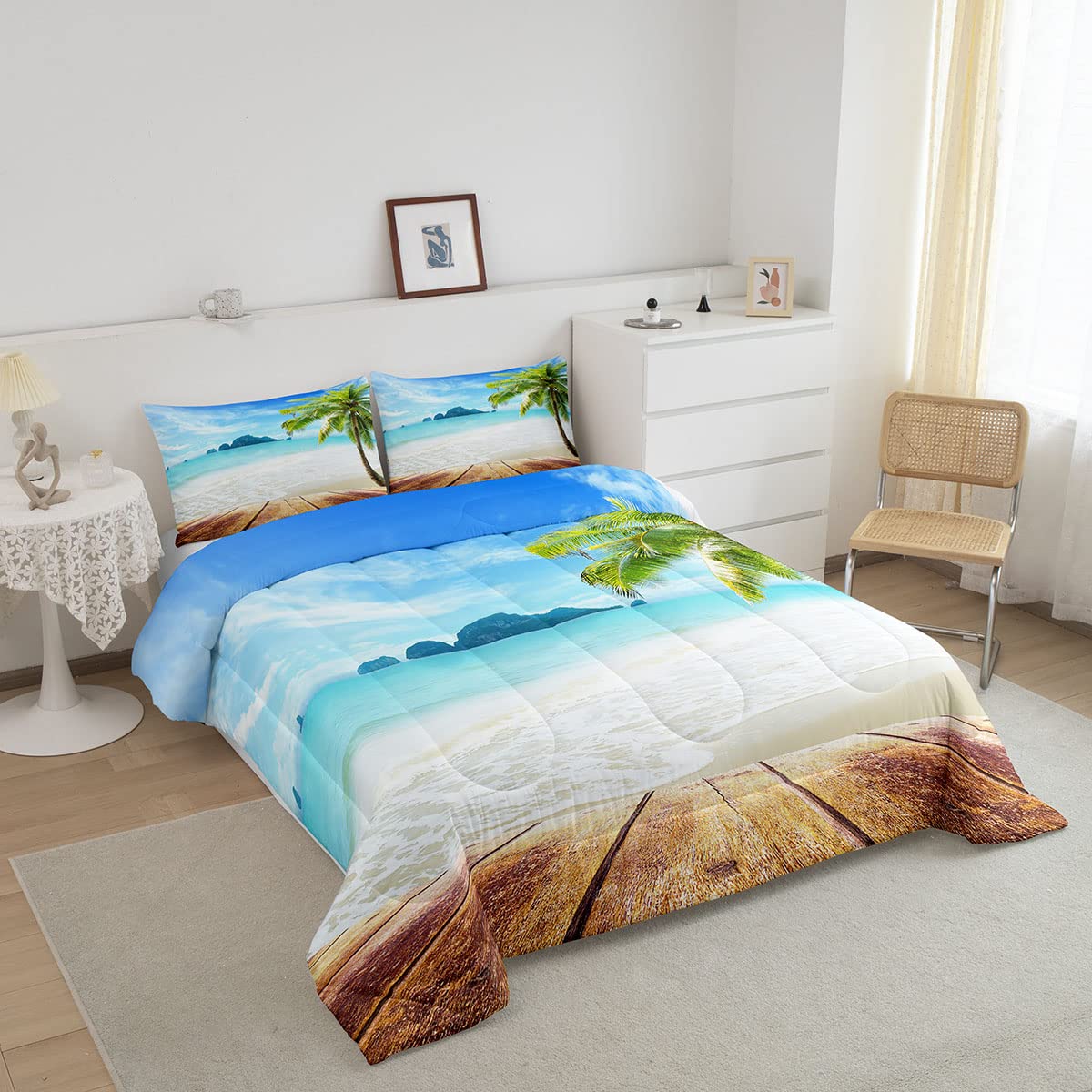 Foto 3 pulgar | Juego de Edredón Erosebridal Beach Queen Size con 2 Fundas de Almohada - Venta Internacional