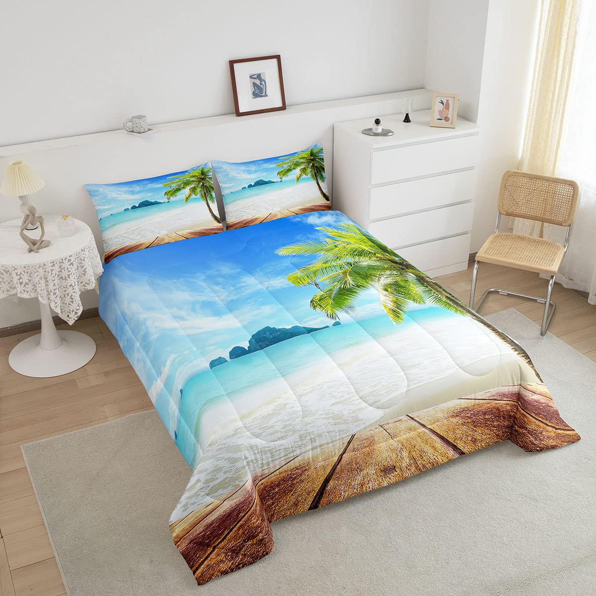 Foto 4 pulgar | Juego de Edredón Erosebridal Beach Queen Size con 2 Fundas de Almohada - Venta Internacional
