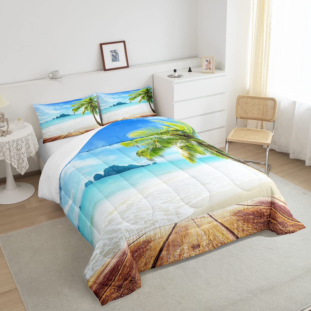 Foto 5 pulgar | Juego de Edredón Erosebridal Beach Queen Size con 2 Fundas de Almohada - Venta Internacional