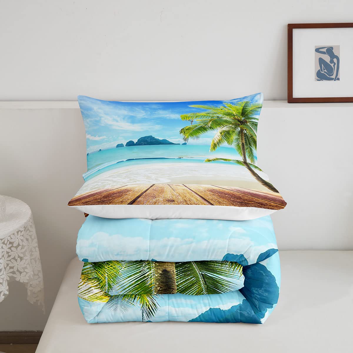 Foto 6 pulgar | Juego de Edredón Erosebridal Beach Queen Size con 2 Fundas de Almohada - Venta Internacional