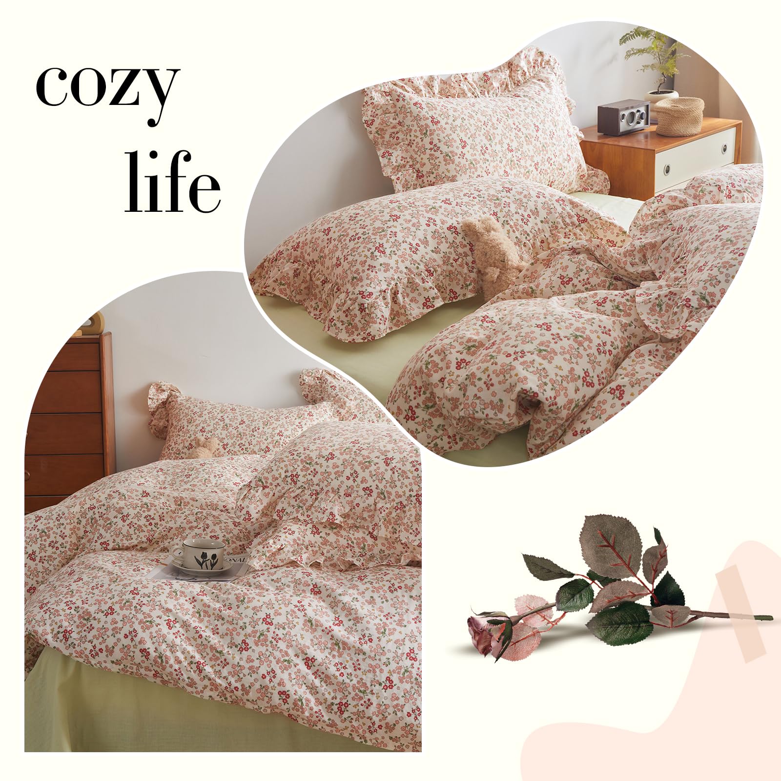 Foto 7 | Juego de Edredón Lifetb Pink Floral Queen - Venta Internacional