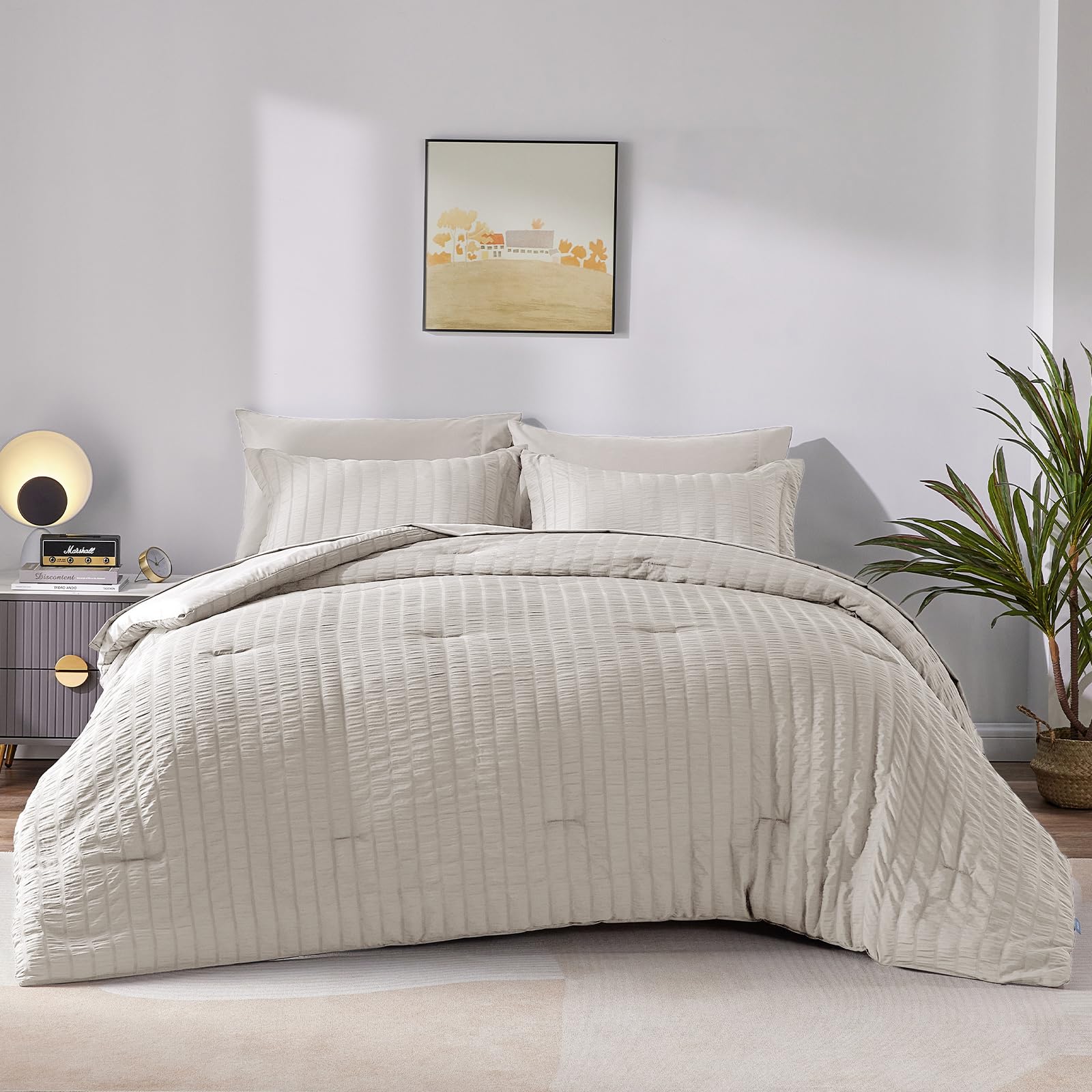 Foto 1 | Juego de Edredón Cozylux Queen Seersucker Warm Taupe 7 Piezas - Venta Internacional