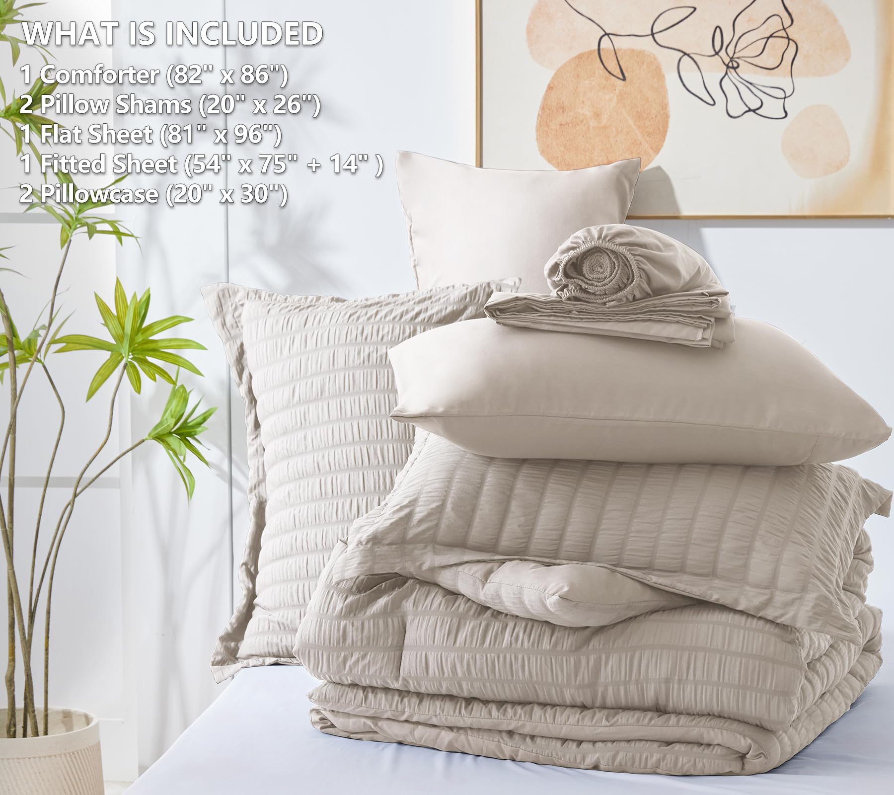 Foto 6 pulgar | Juego de Edredón Cozylux Queen Seersucker Warm Taupe 7 Piezas - Venta Internacional