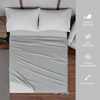 Foto 4 | Sábanas De Microfibra Real Textil Gris Claro Individual
