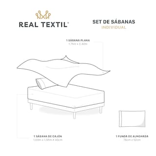 Foto 7 | Sábanas De Microfibra Real Textil Gris Claro Individual