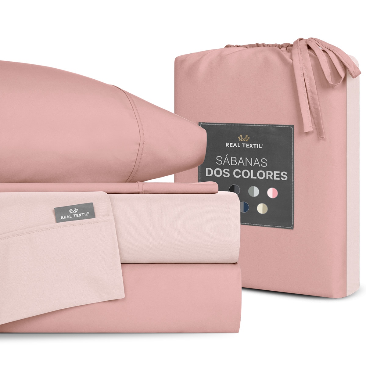 Sábanas de Microfibra Dos Colores Real Textil Rosa Claro / Rosa Oscuro Individual $629