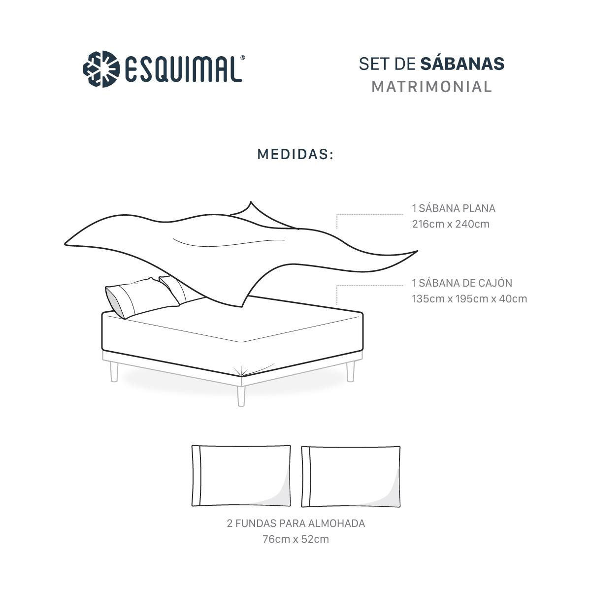 Foto 4 | Juego de Sábanas Esquimal de Fibra Bambú y Microfibra Gris Matrimonial 4 Piezas