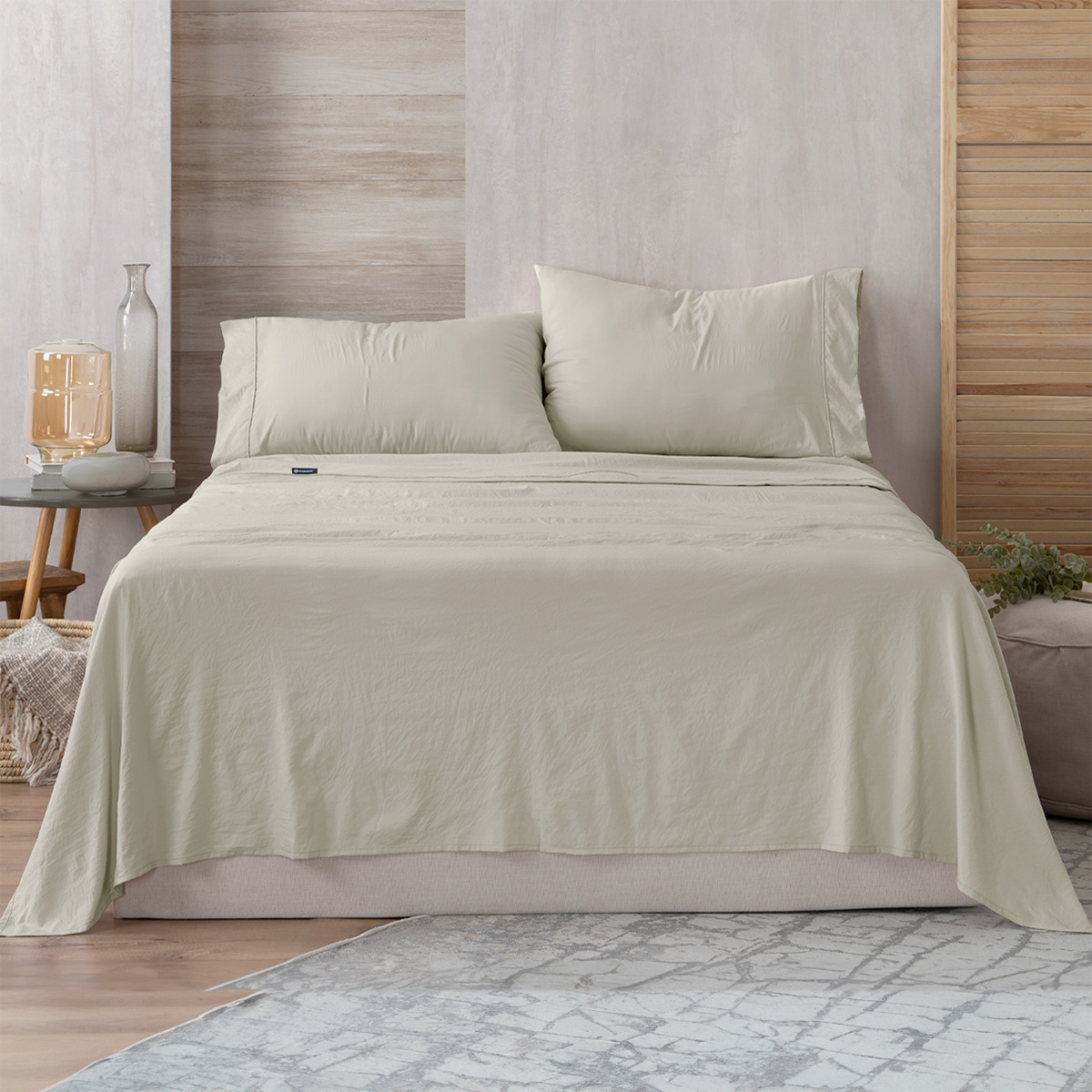 Foto 1 | Sábana con Acabado Tipo Lino Prelavado Esquimal King Size Beige Ultra Suave