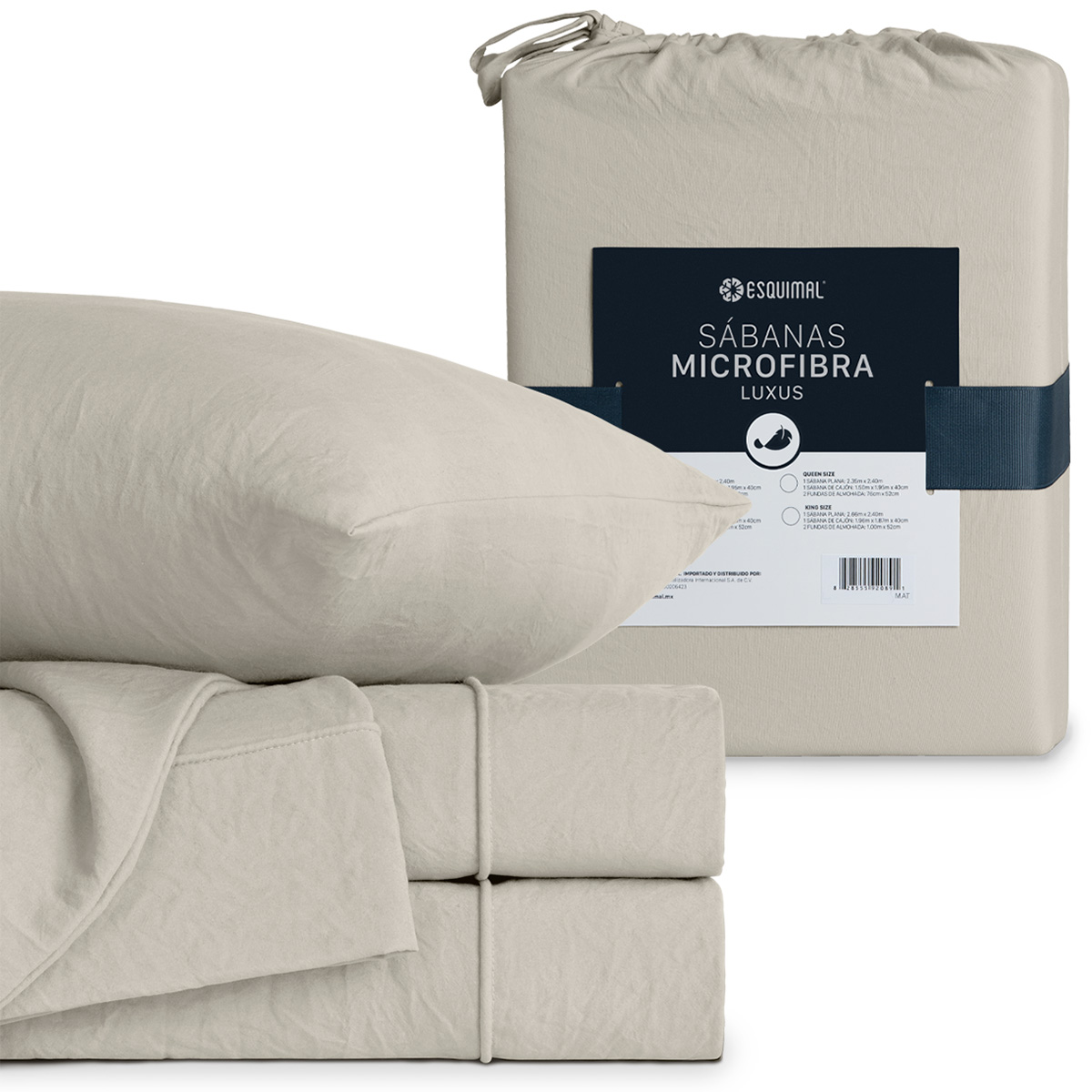 Foto 2 | Sábana con Acabado Tipo Lino Prelavado Esquimal King Size Beige Ultra Suave