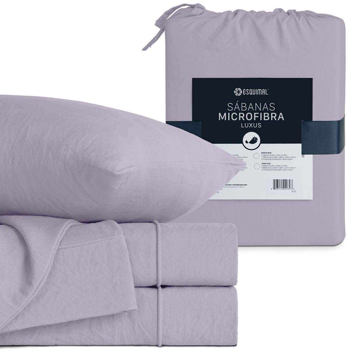 Foto 3 pulgar | Sábana con Acabado Tipo Lino Prelavado Esquimal King Size Lila Ultra Suave