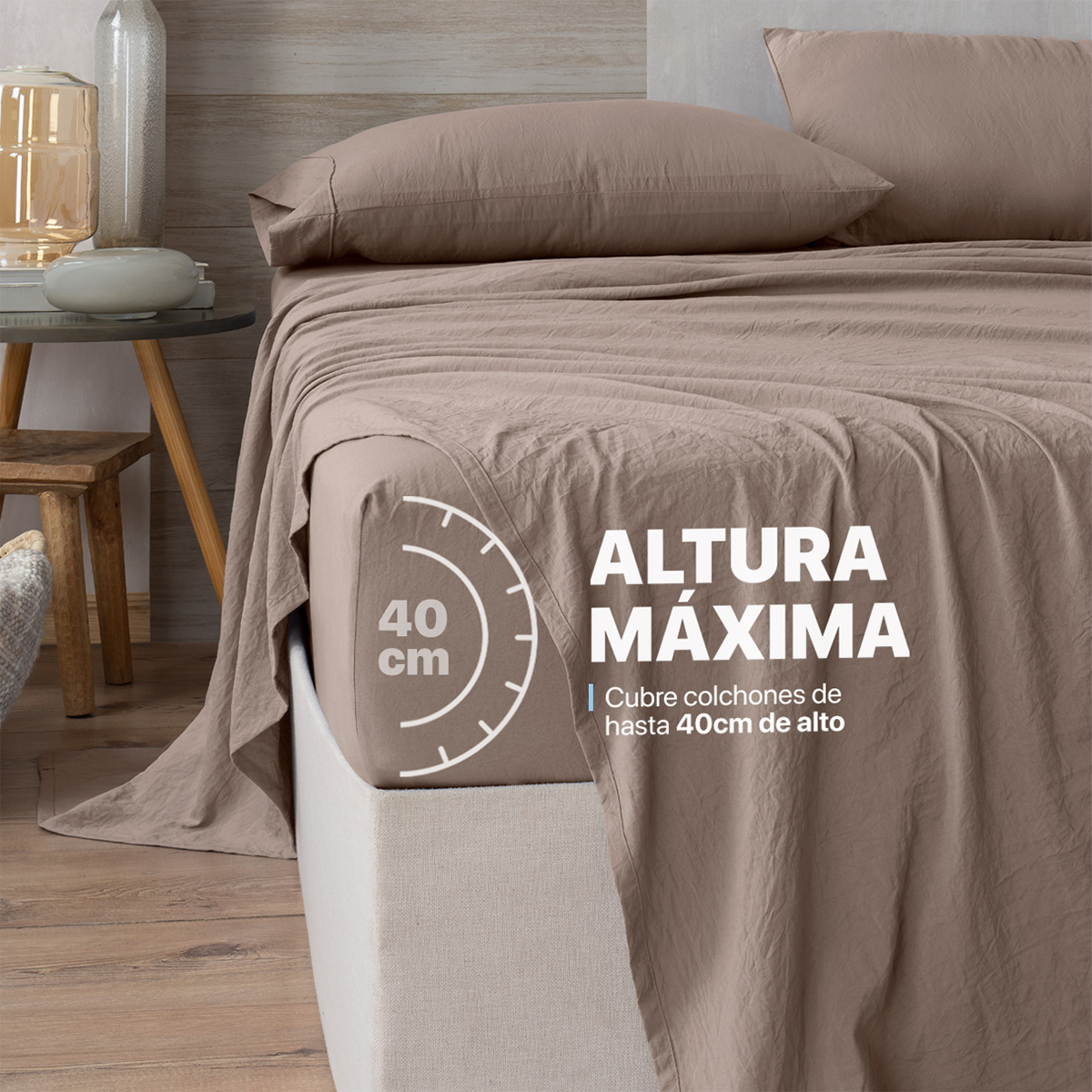 Foto 7 pulgar | Sábana con Acabado Tipo Lino Prelavado Esquimal Matrimonial Café Ultra Suave