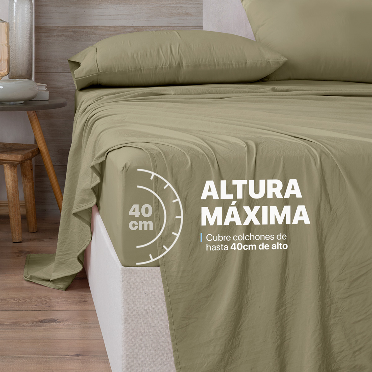 Foto 7 pulgar | Sábana con Acabado Tipo Lino Prelavado Esquimal Matrimonial Verde Ultra Suave