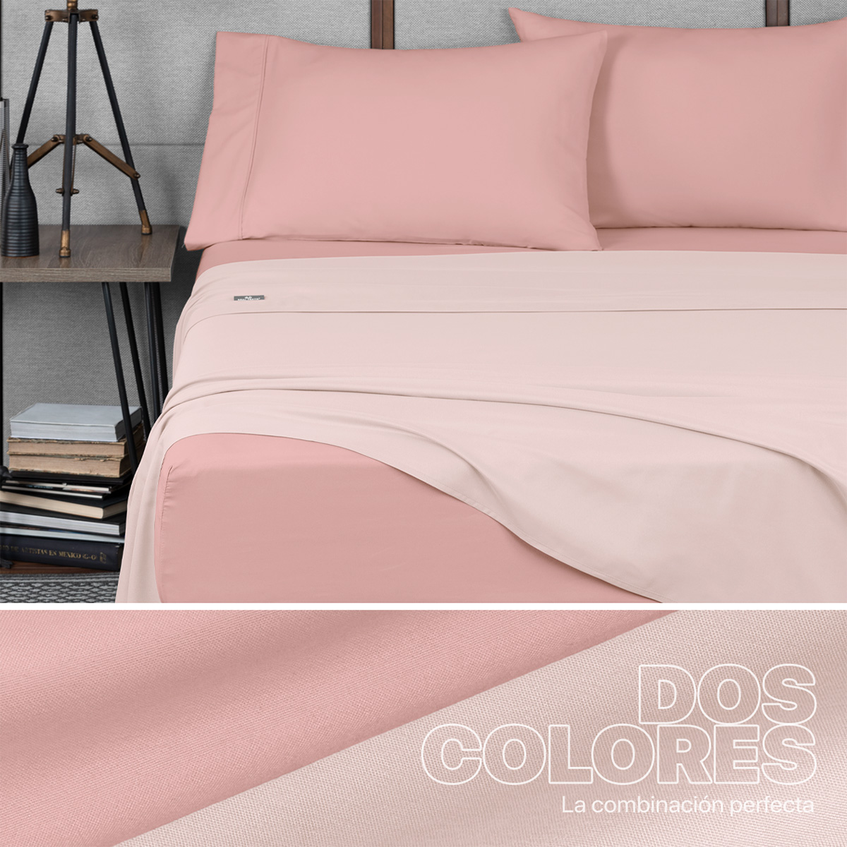 Foto 4 pulgar | Sábanas de Microfibra Dos Colores Real Textil Rosa Claro / Rosa Oscuro King Size