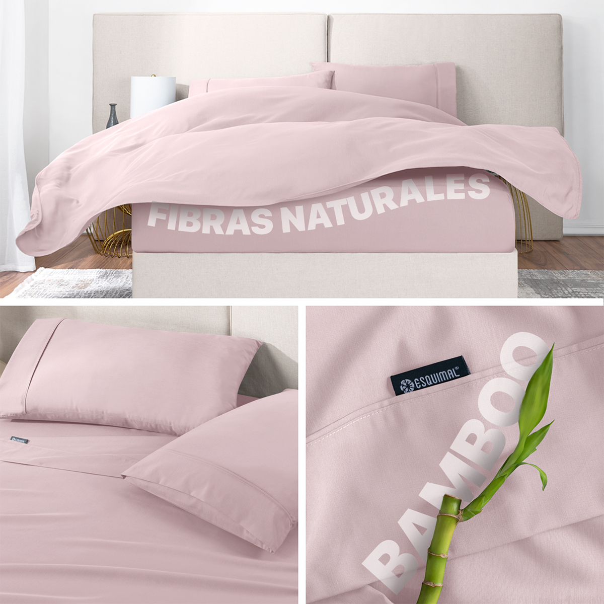 Foto 4 pulgar | Sábana de Bambú Real Textil Matrimonial Rosa Ultra Suave