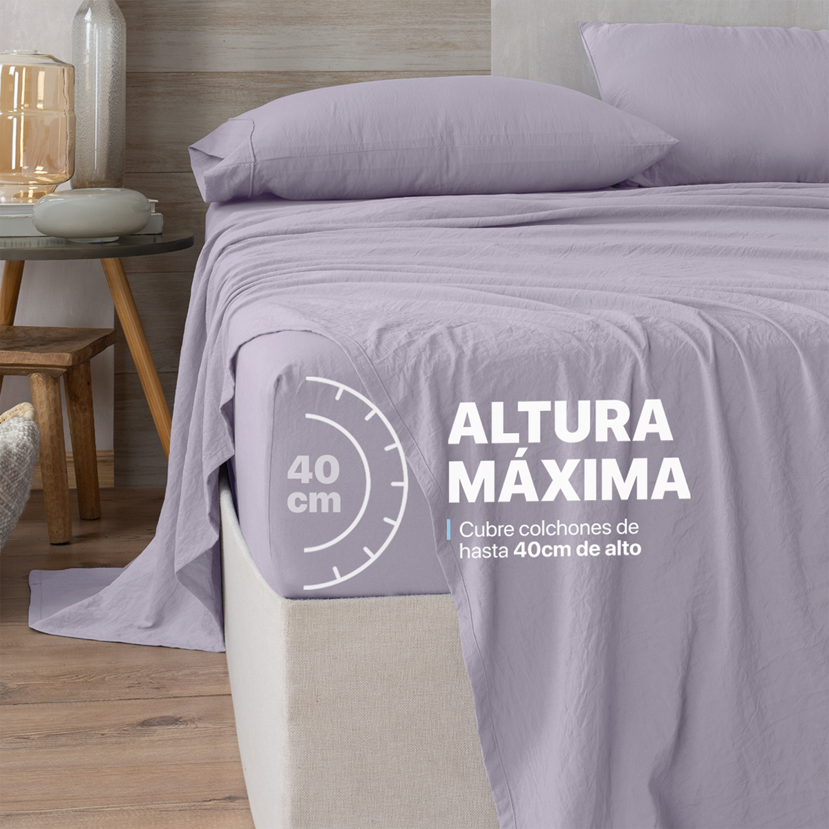 Foto 7 pulgar | Sábana con Acabado Tipo Lino Prelavado Esquimal Matrimonial Lila Ultra Suave
