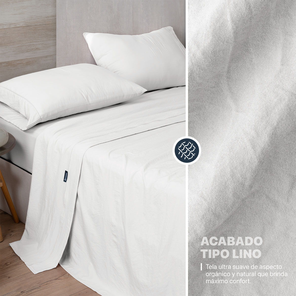Foto 4 pulgar | Sábana con Acabado Tipo Lino Prelavado Esquimal Matrimonial Blanco Ultra Suave