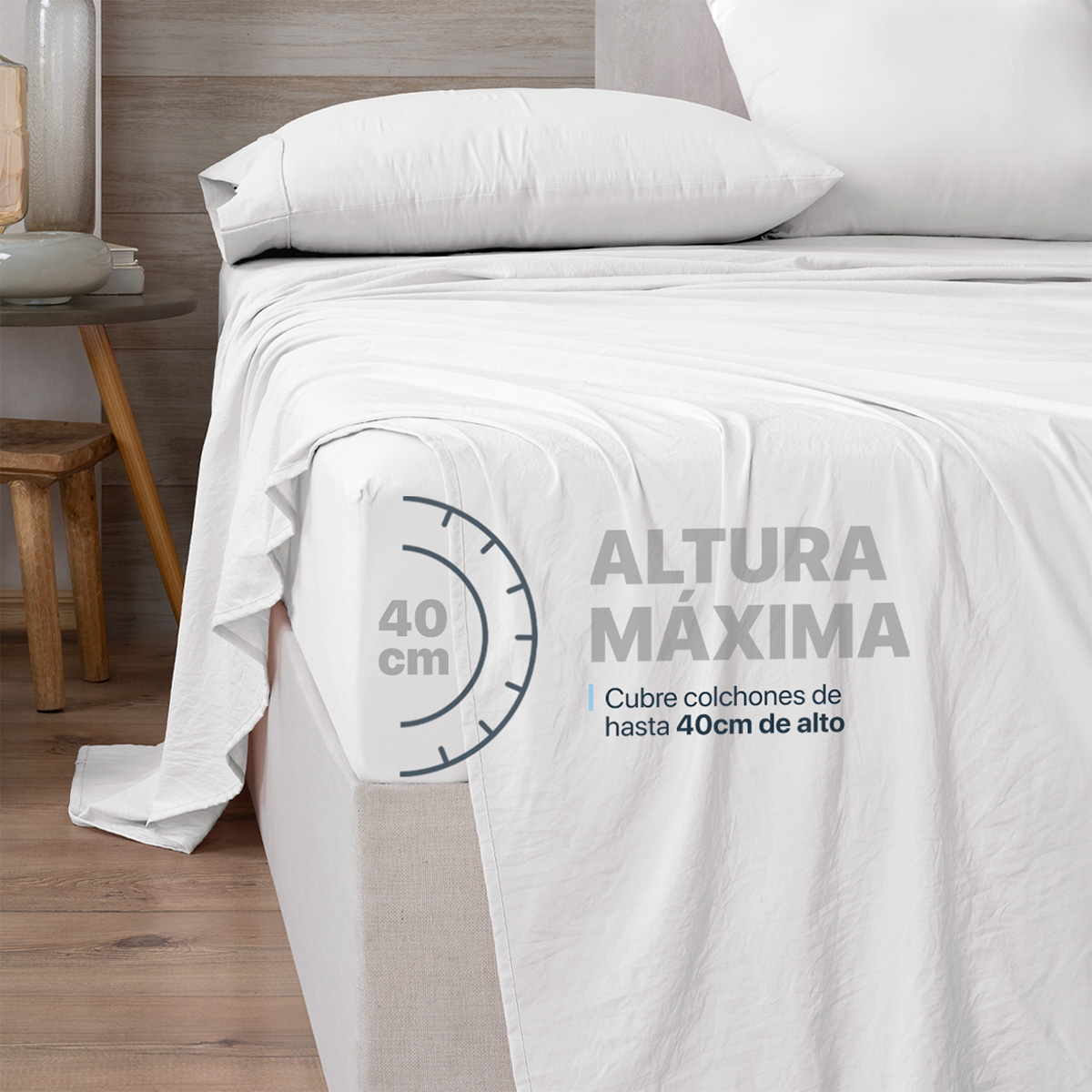Foto 7 pulgar | Sábana con Acabado Tipo Lino Prelavado Esquimal Matrimonial Blanco Ultra Suave