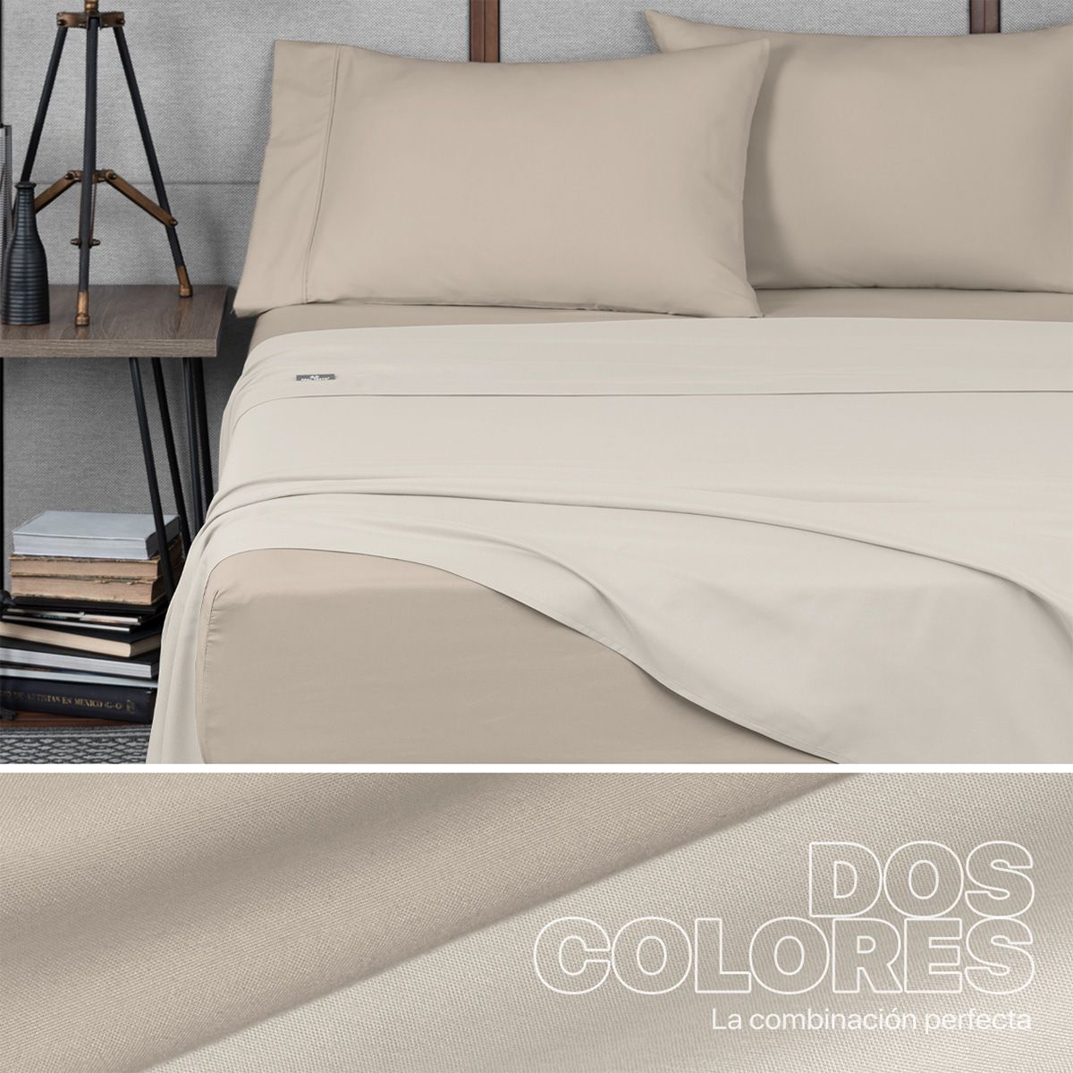 Foto 4 pulgar | Sábanas De Microfibra Real Textil Khaki Queen Size