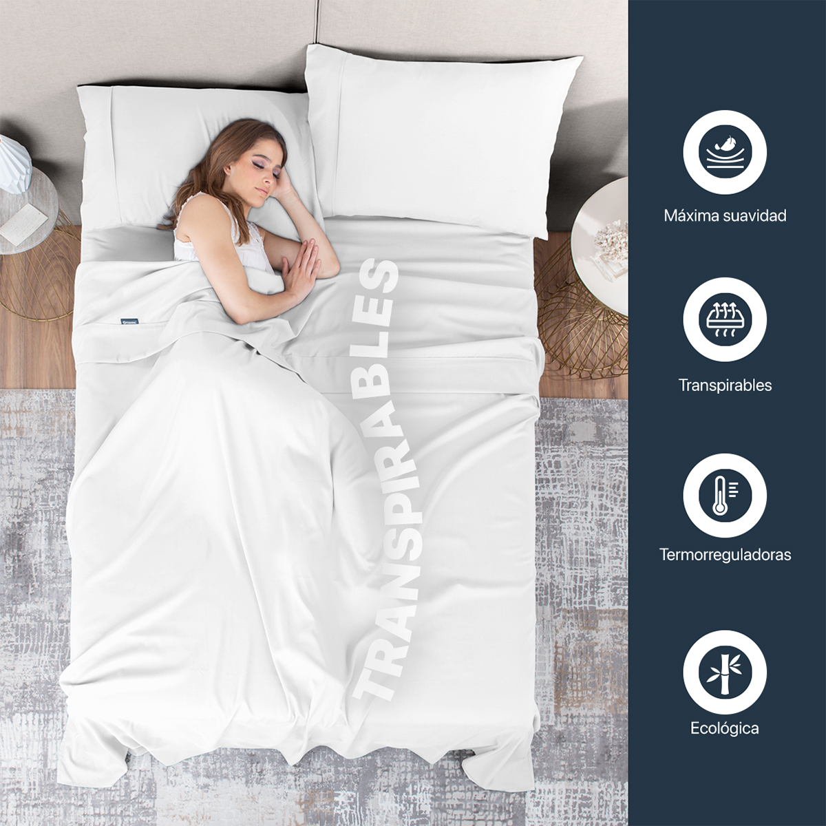 Foto 5 | Sábana de Bambú Real Textil King Size Blanco Ultra Suave