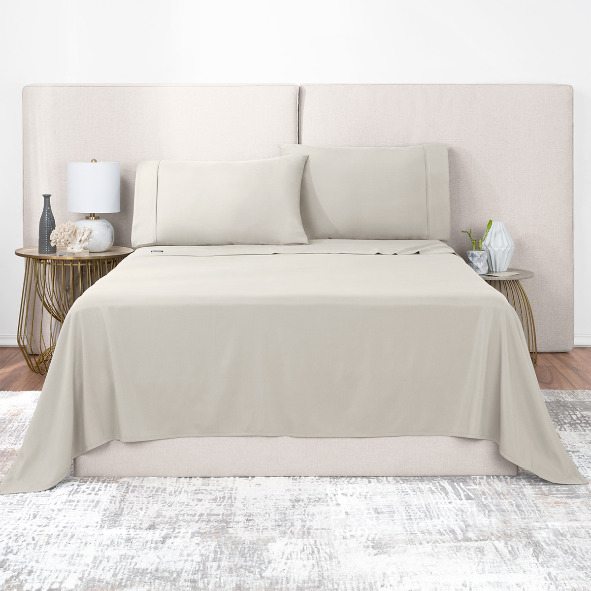 Sábana de Bambú Real Textil Queen Size Beige Ultra Suave