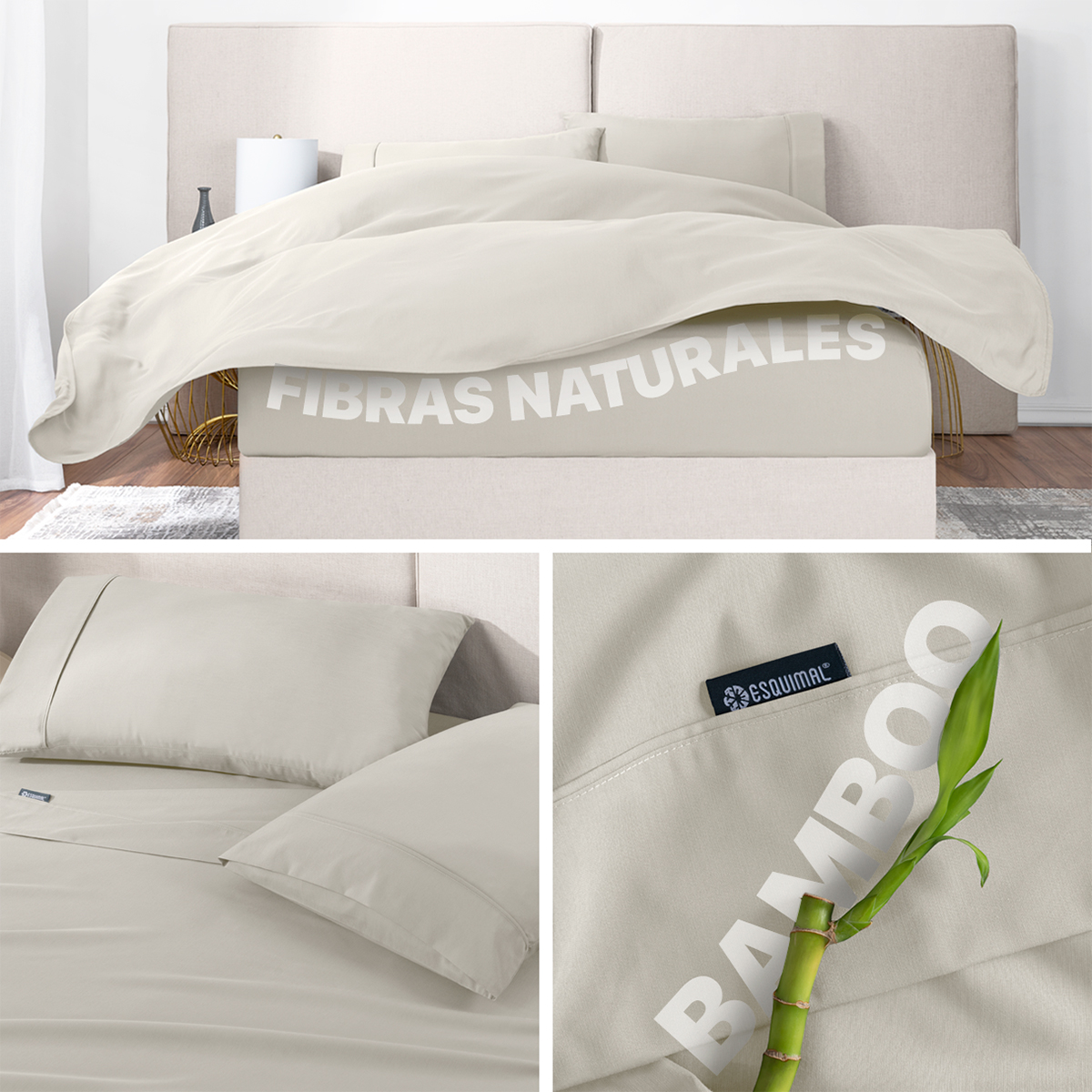 Foto 4 pulgar | Sábana de Bambú Real Textil Queen Size Beige Ultra Suave