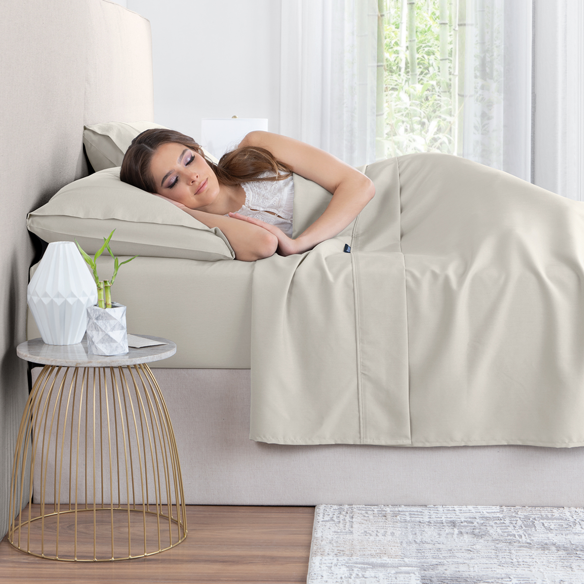 Foto 9 pulgar | Sábana de Bambú Real Textil Queen Size Beige Ultra Suave