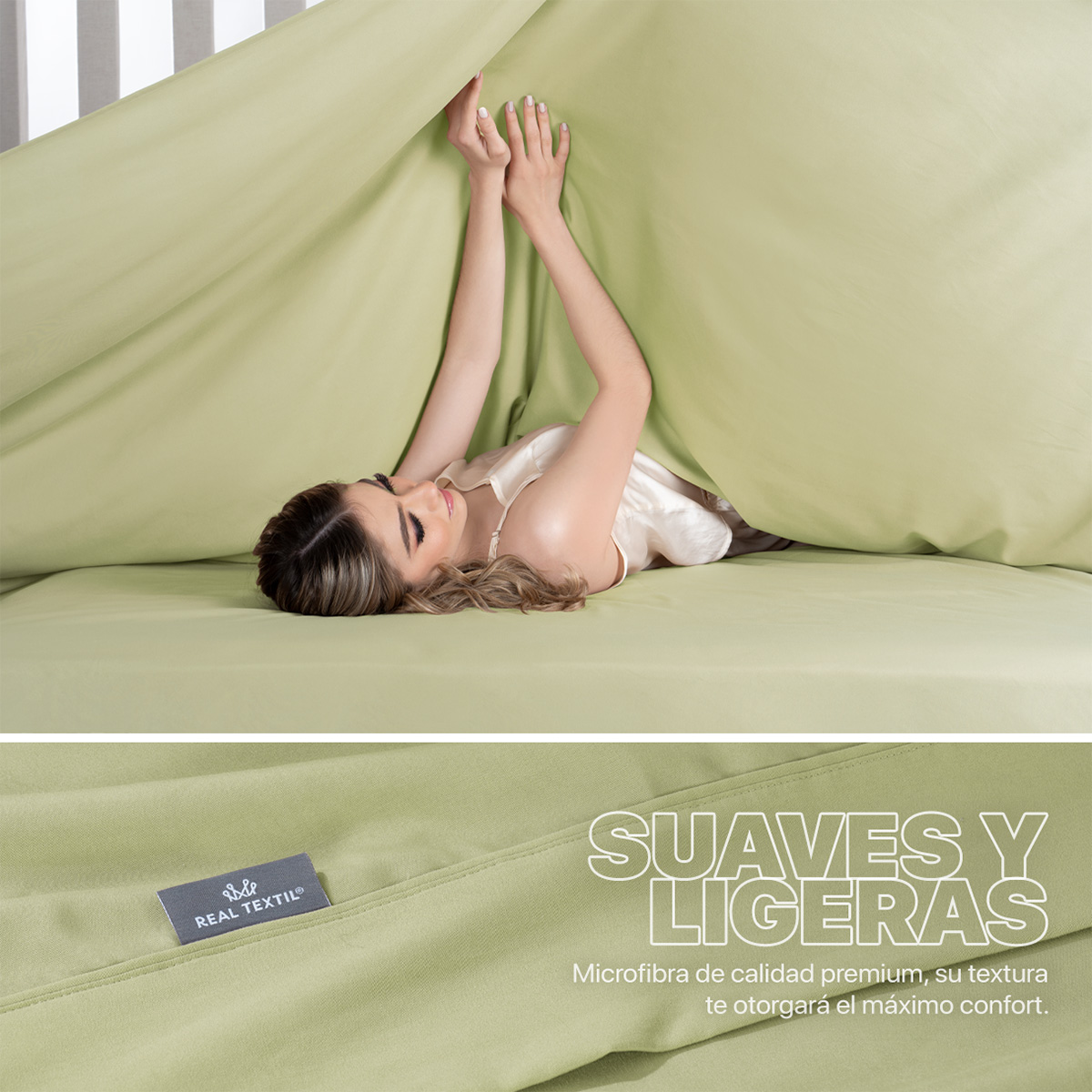 Foto 4 pulgar | Sábana Microfibra Real Textil Verde Queen Size