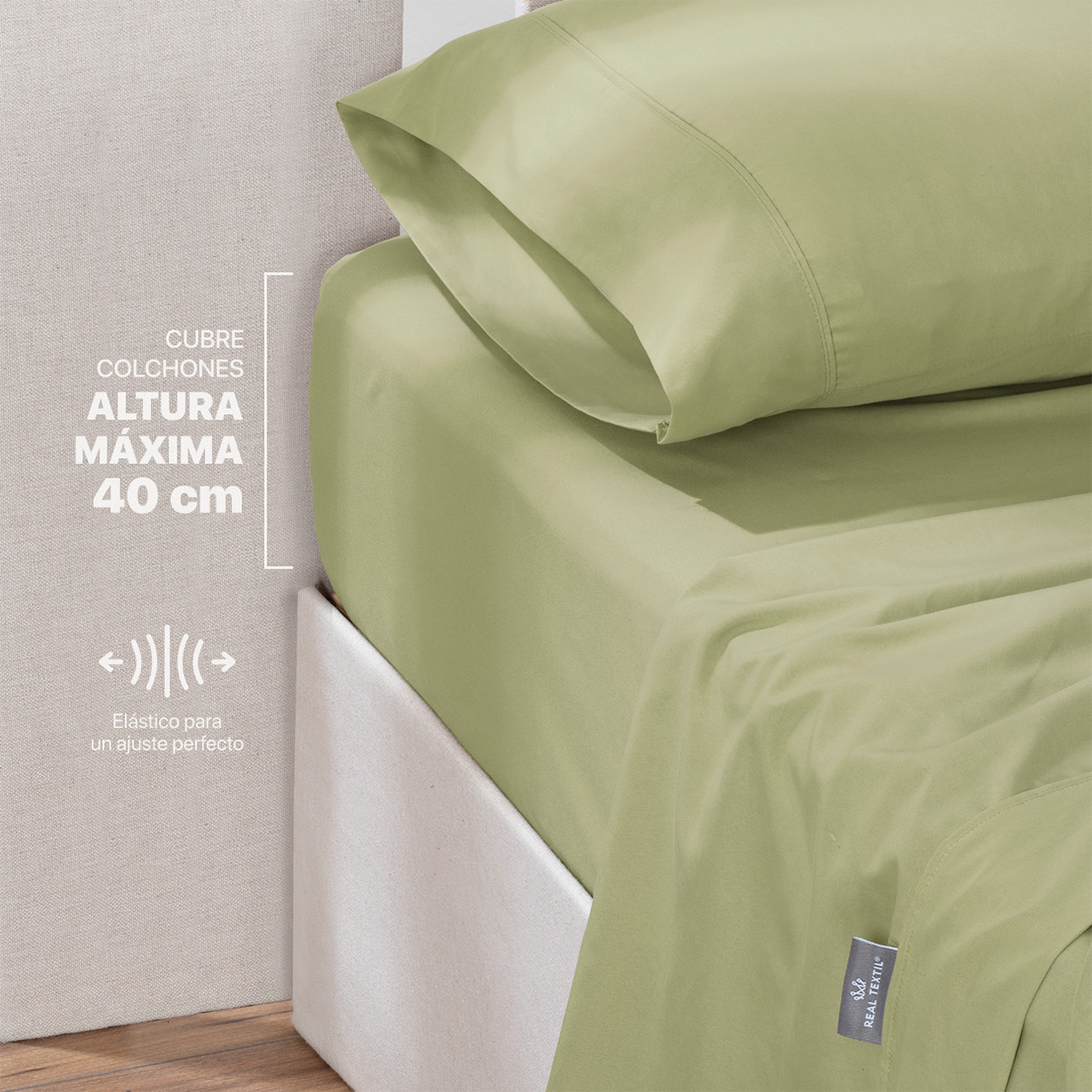 Foto 7 | Sábana Microfibra Real Textil Verde Queen Size