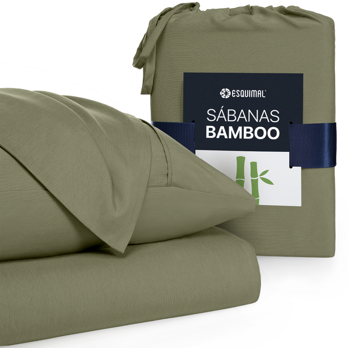 Foto 3 pulgar | Sábana de Bambú Real Textil Queen Size Verde Olivo Ultra Suave