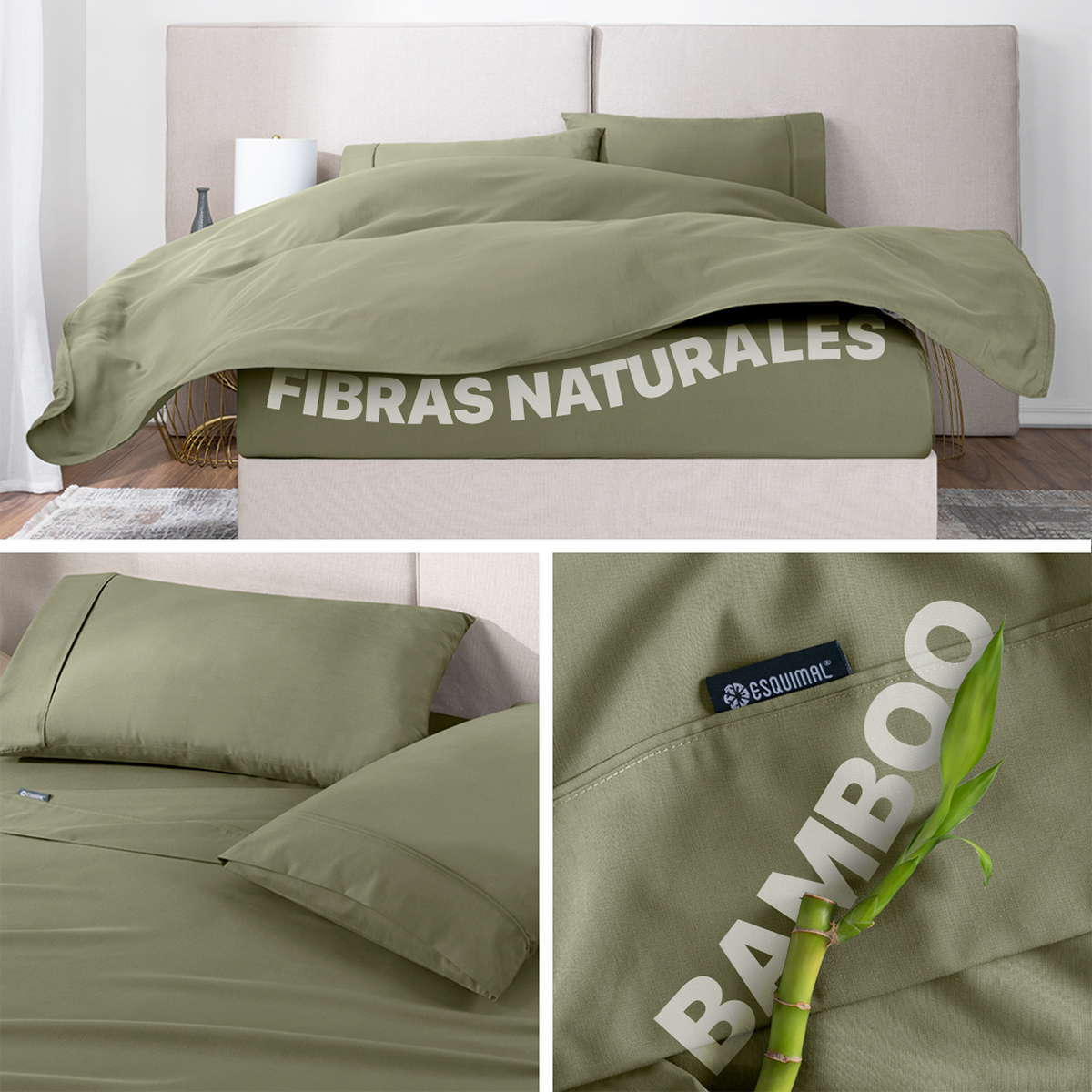 Foto 4 pulgar | Sábana de Bambú Real Textil Queen Size Verde Olivo Ultra Suave