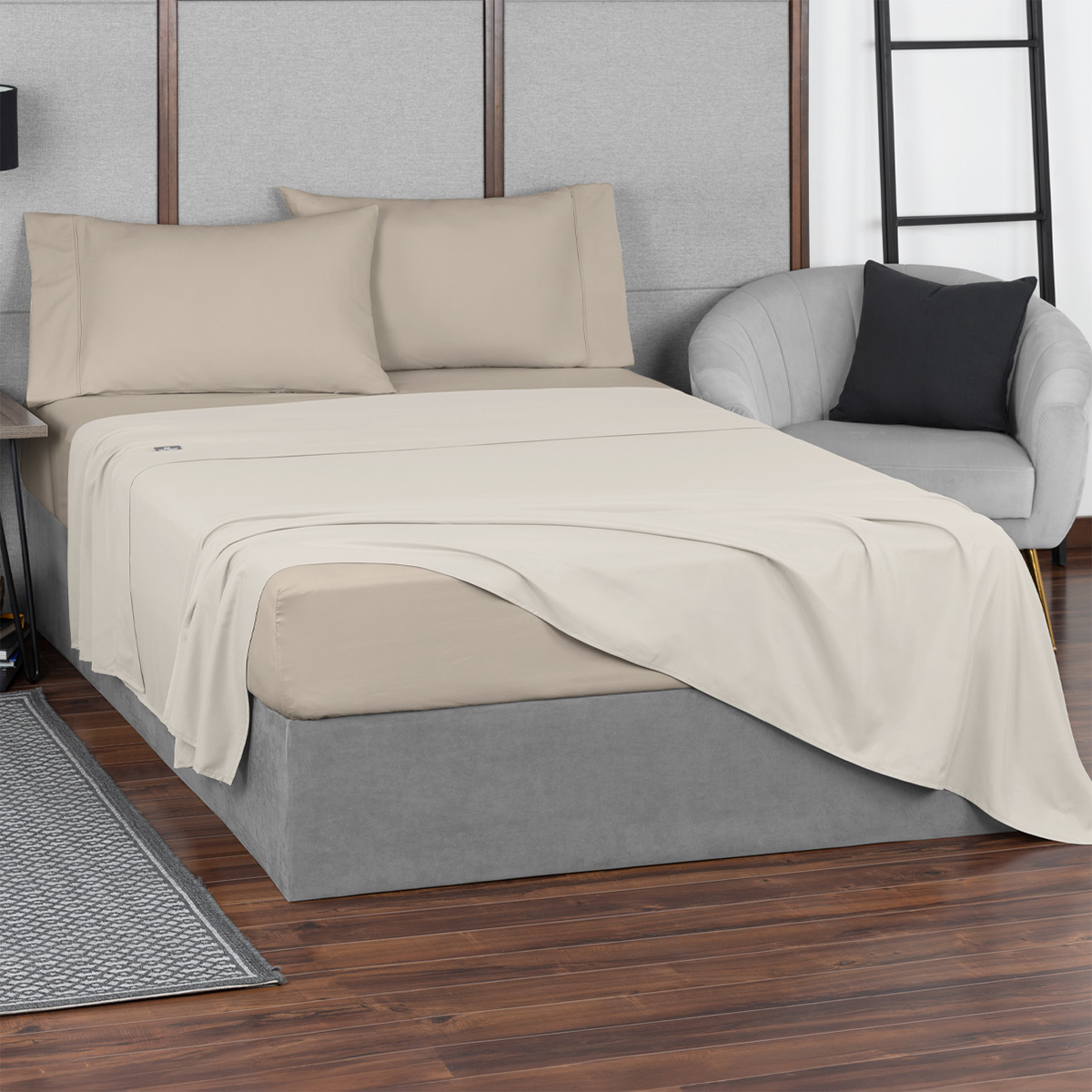 Sábanas De Microfibra Real Textil Khaki King Size