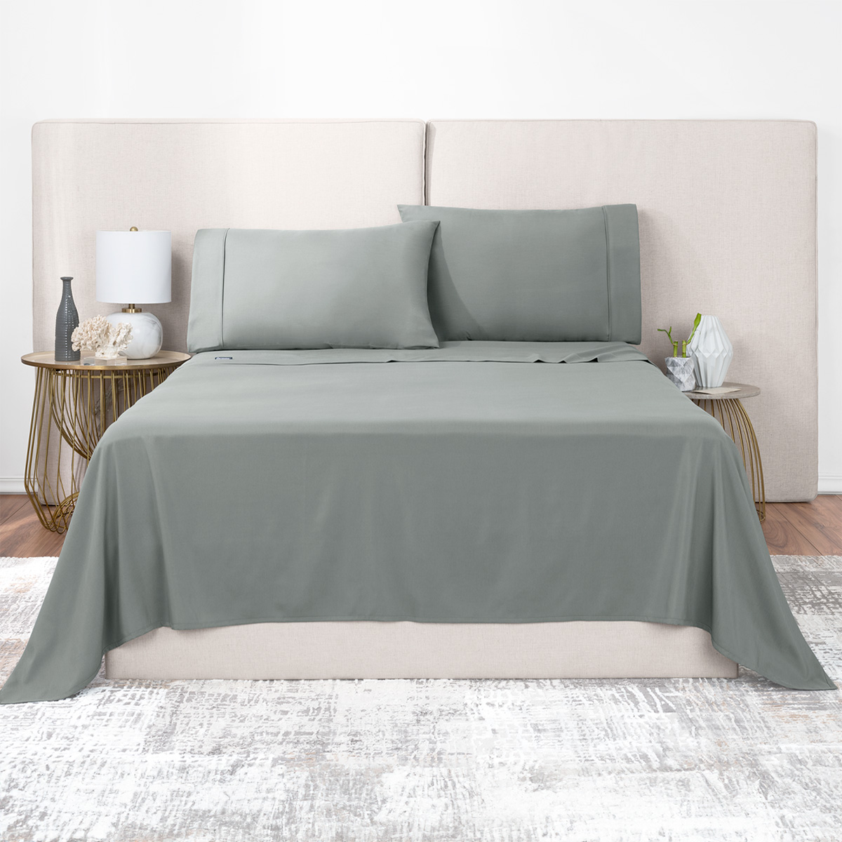 Sábana de Bambú Real Textil Individual Gris Ultra Suave
