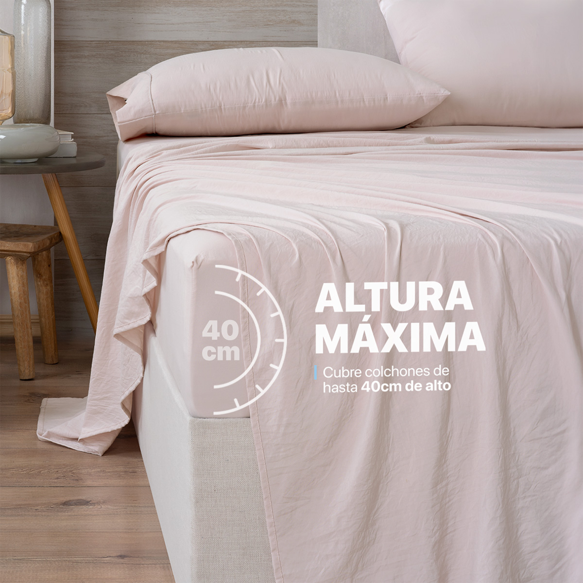 Foto 7 pulgar | Sábana con Acabado Tipo Lino Prelavado Esquimal Matrimonial Rosa Claro Ultra Suave