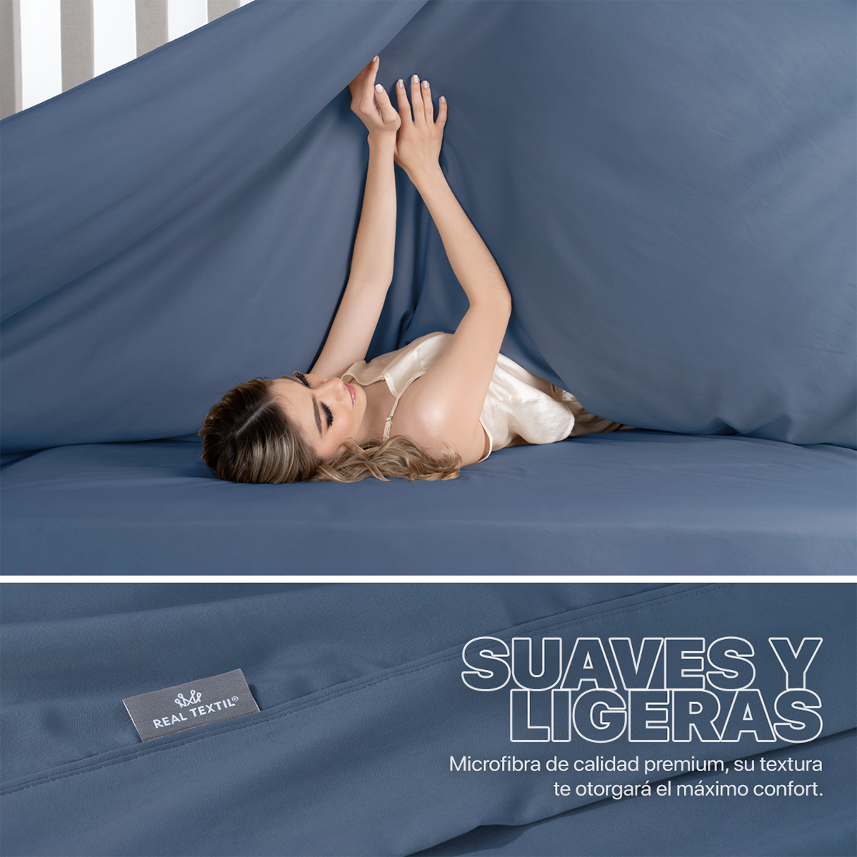 Foto 4 pulgar | Sábana Microfibra Real Textil Azul Marino King Size