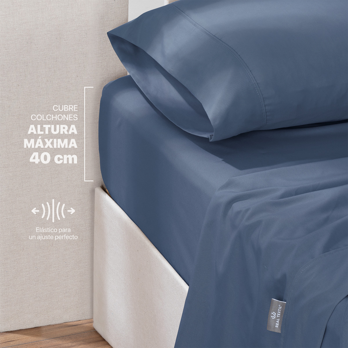 Foto 7 | Sábana Microfibra Real Textil Azul Marino King Size