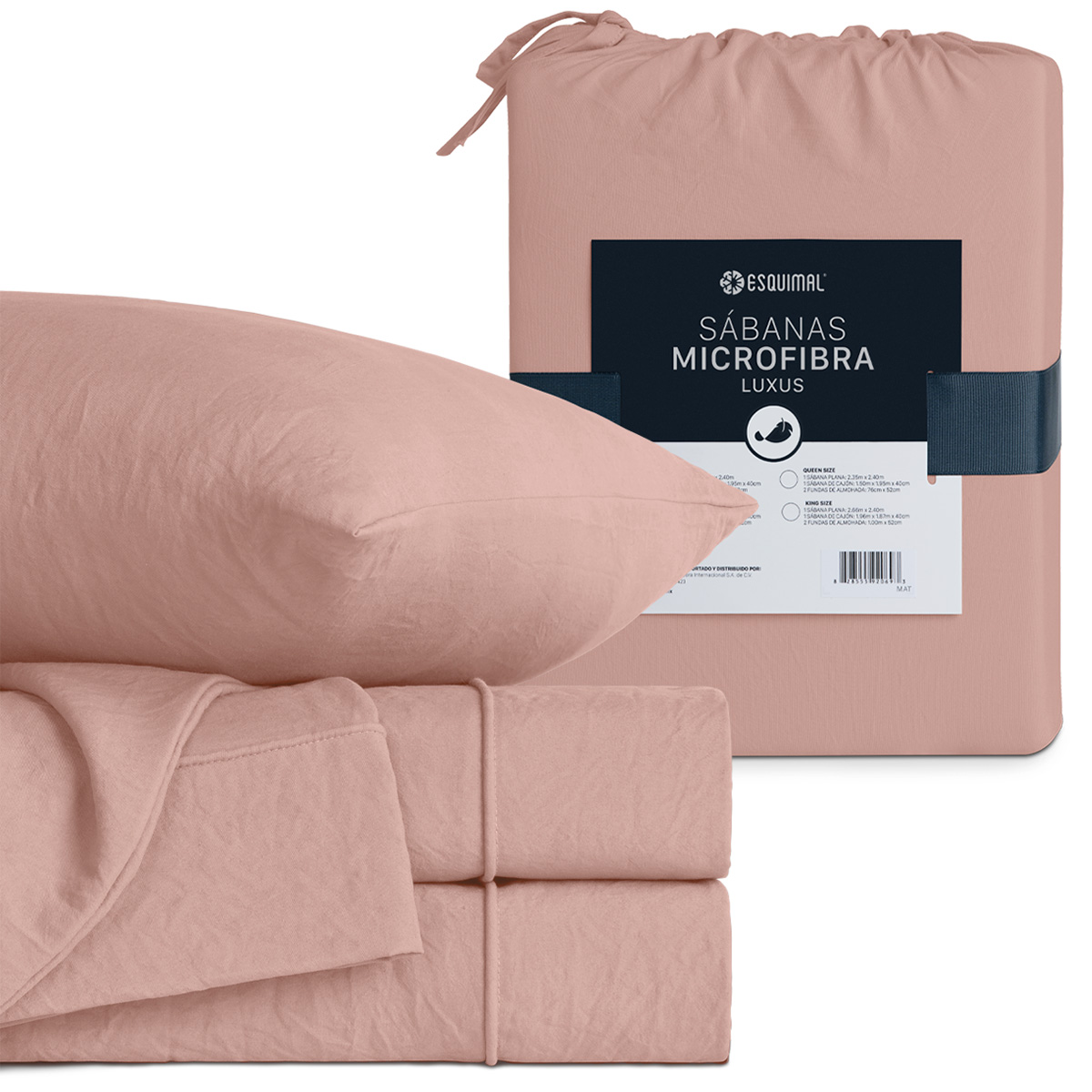 Foto 3 pulgar | Sábana con Acabado Tipo Lino Prelavado Esquimal Matrimonial Rosa Ultra Suave