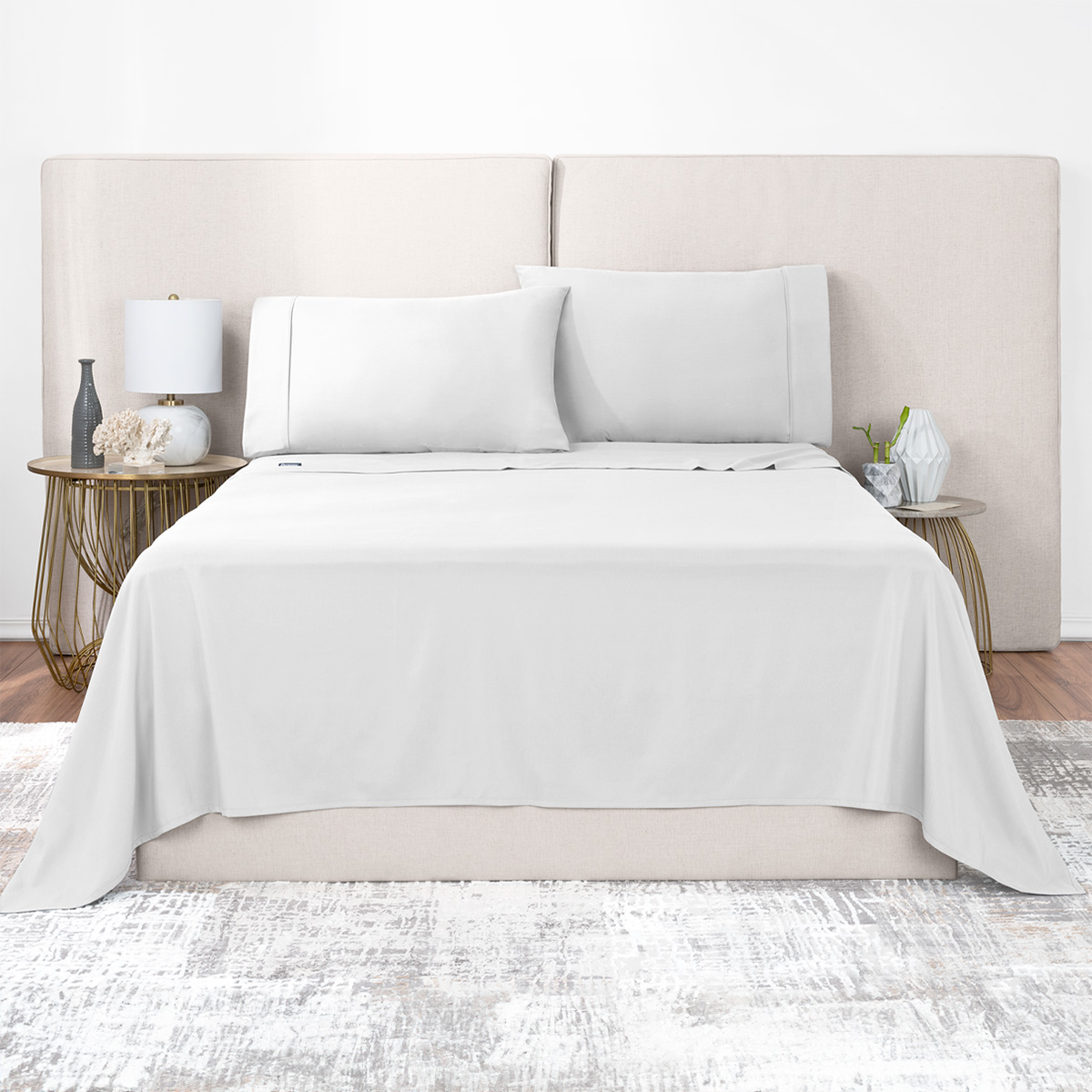 Sábana de Bambú Real Textil Queen Size Blanco Ultra Suave