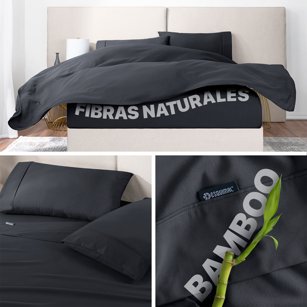 Foto 4 pulgar | Sábana de Bambú Real Textil Queen Size Negro Ultra Suave