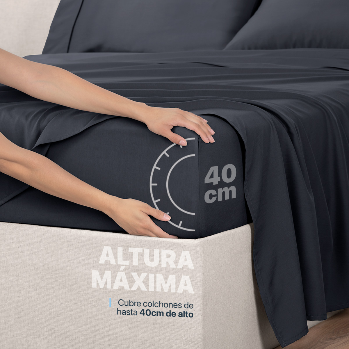 Foto 7 pulgar | Sábana de Bambú Real Textil Queen Size Negro Ultra Suave