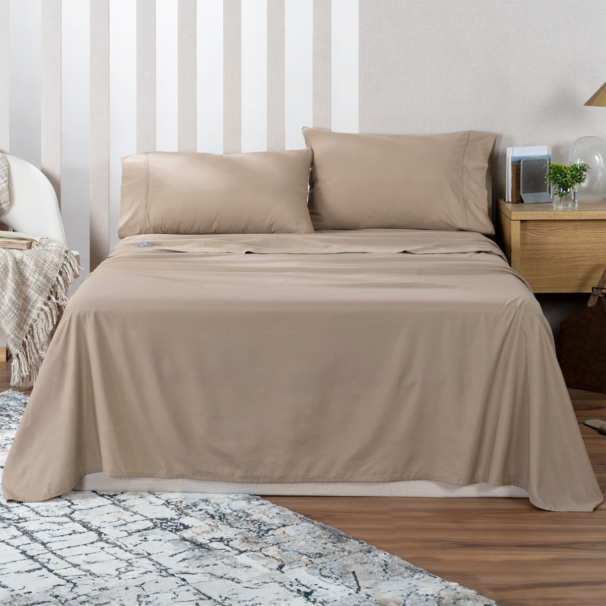 Sábana Microfibra Real Textil Taupe King Size