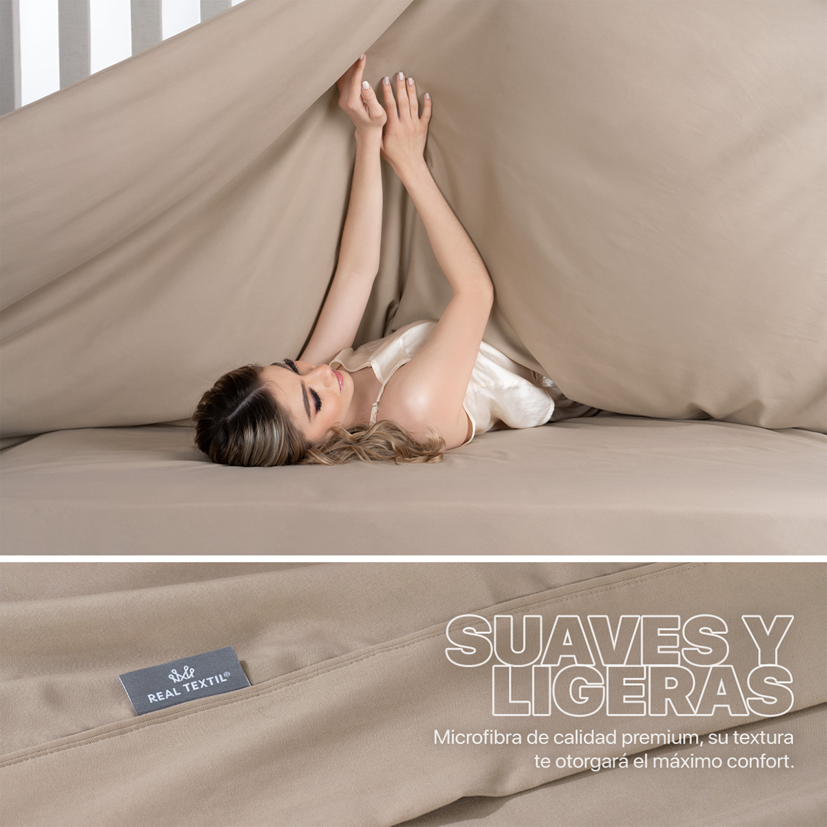 Foto 4 pulgar | Sábana Microfibra Real Textil Taupe King Size