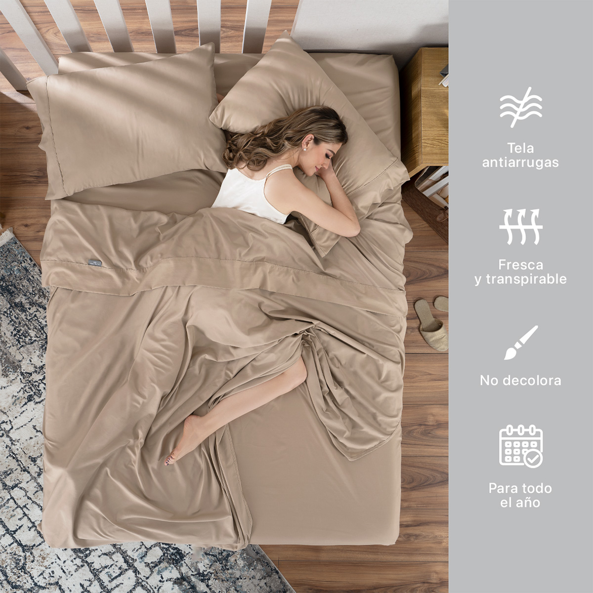 Foto 7 pulgar | Sábana Microfibra Real Textil Taupe King Size