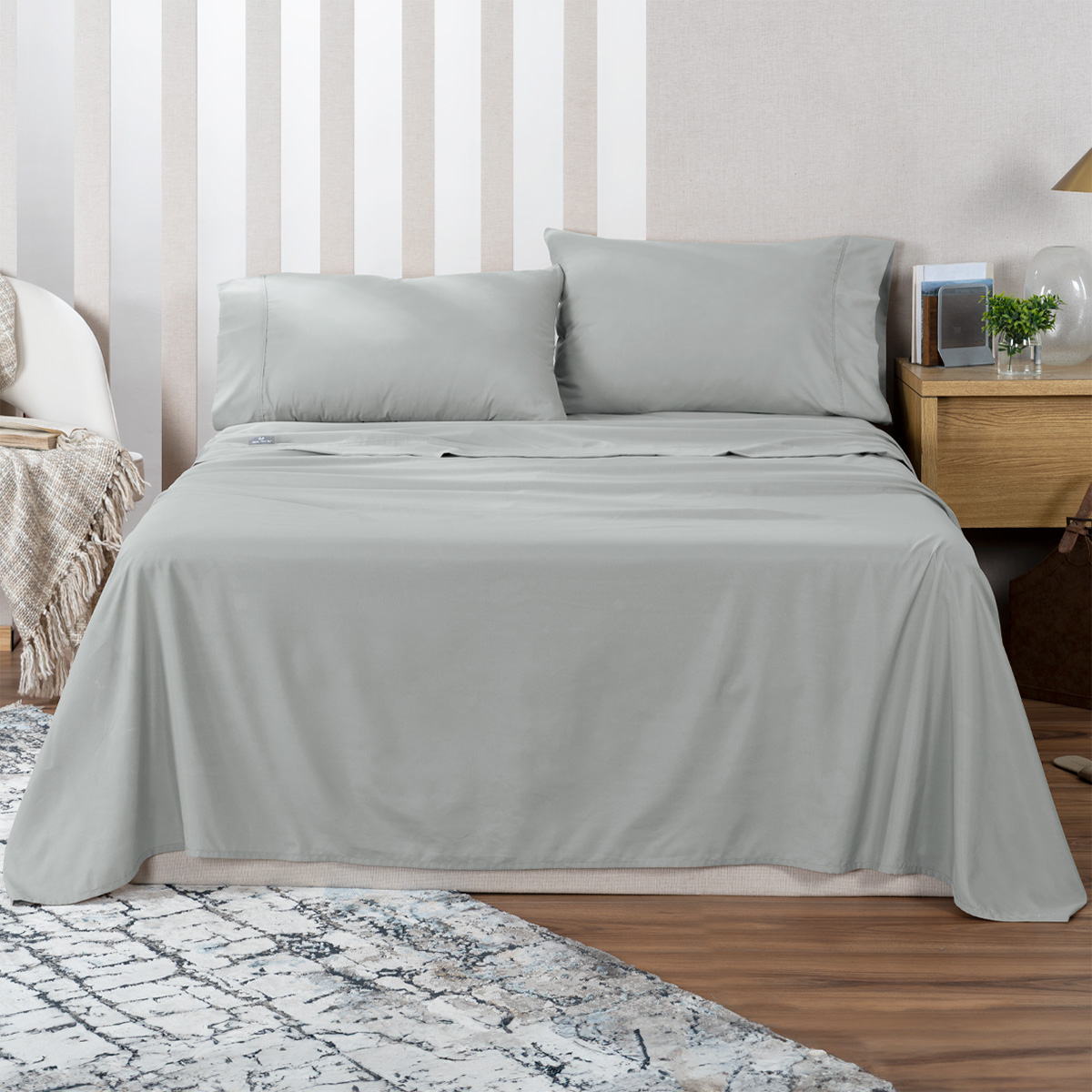 Sábana de Microfibra Real Textil Gris King Size