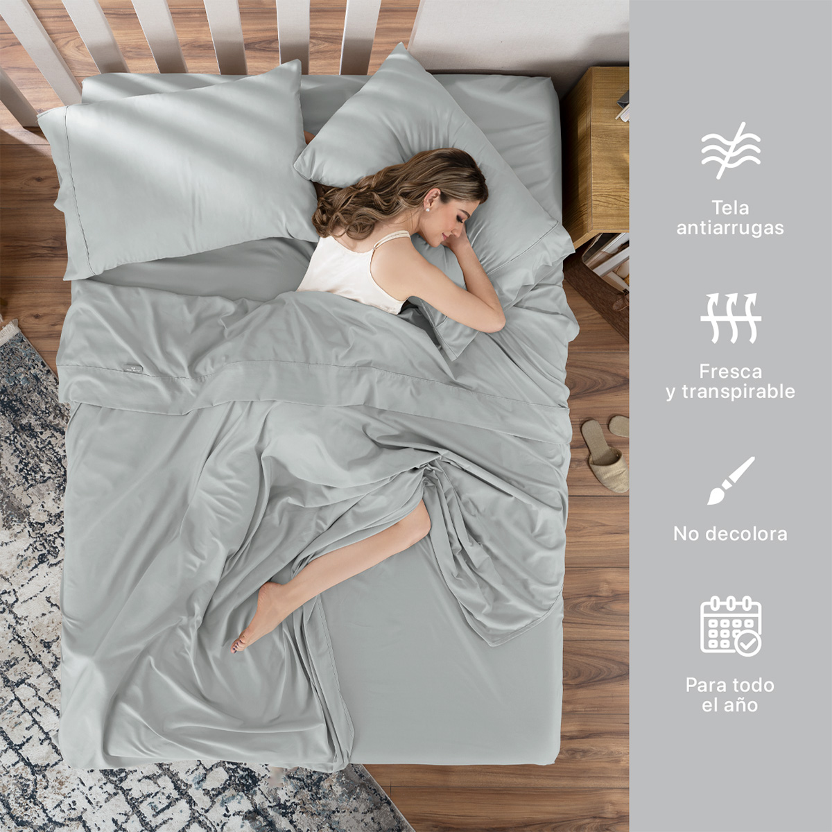 Foto 6 | Sábana de Microfibra Real Textil Gris King Size