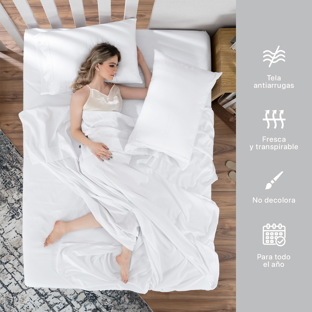 Foto 6 | Sábana de Microfibra Real Textil Blanco Queen Size