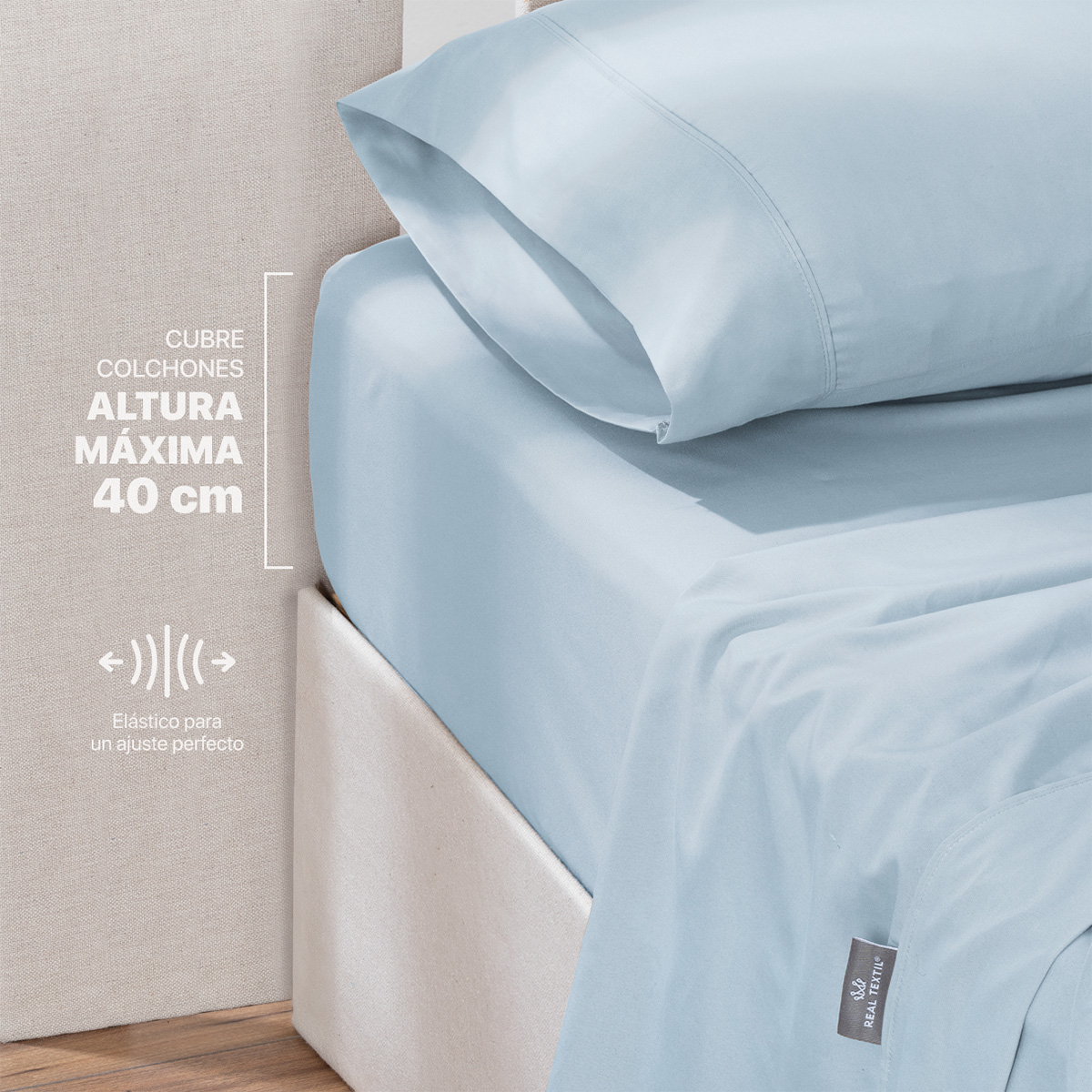 Foto 7 | Sábana Microfibra Real Textil Azul Queen Size