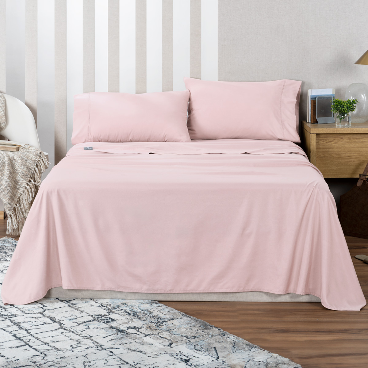 Sábana Microfibra Real Textil Rosa King Size