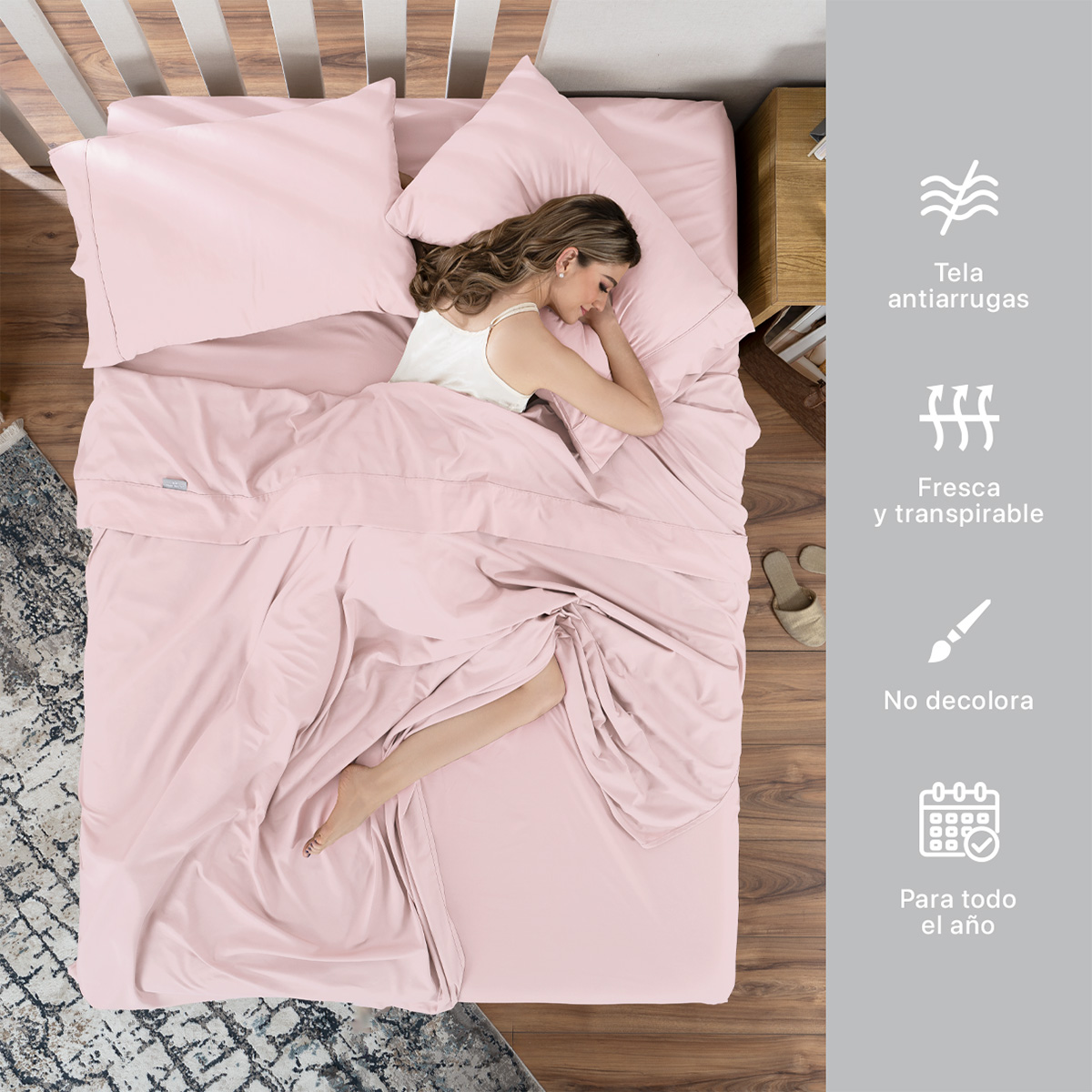 Foto 6 | Sábana Microfibra Real Textil Rosa King Size