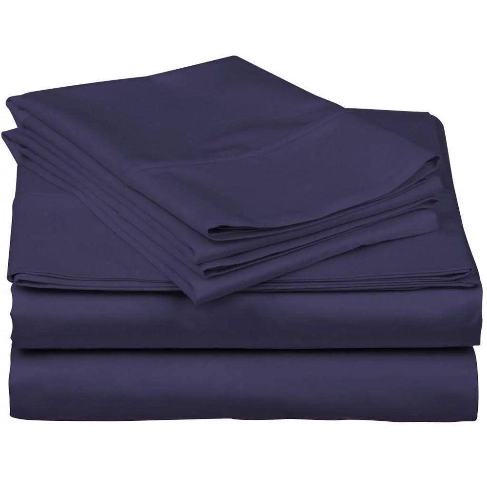 Juego De Sabanas Tacto Algodón Suaves Y Duraderas Azul Marino Matrimonial Kyuden Home