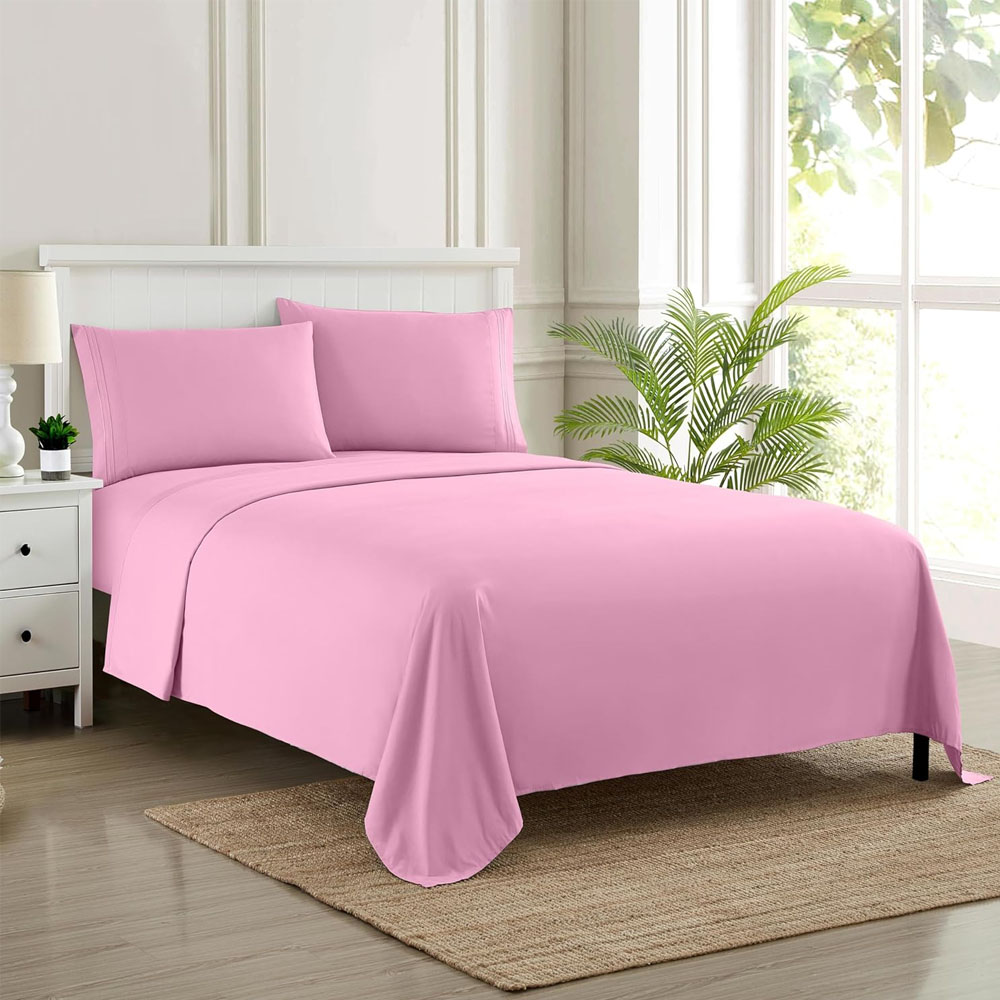 Foto 3 pulgar | Juego De Sabanas Tacto Algodón Suaves Y Duraderas Rosa Pastel Matrimonial Kyuden Home